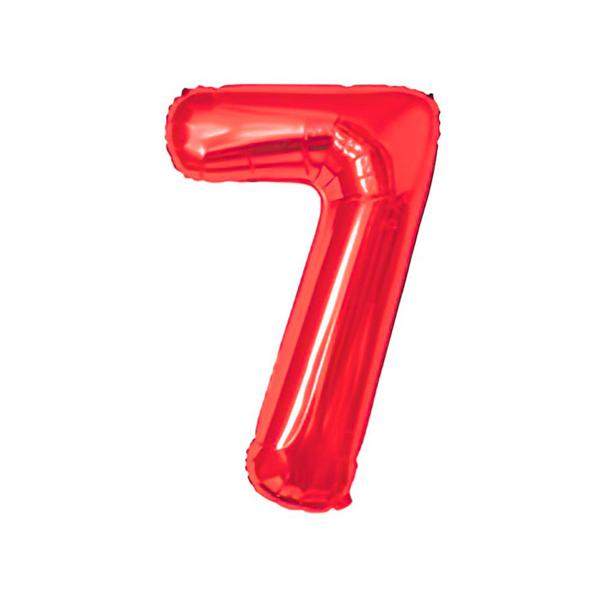 BALAO METAL. NUMERO VERMELHO 7 75CM DAFESTA