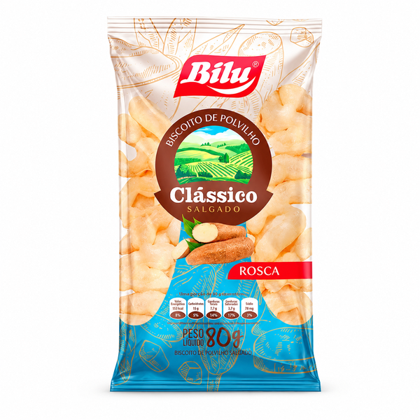 BISCOITO DE POLVILHO SALGADO CLASSICO BILU 80G