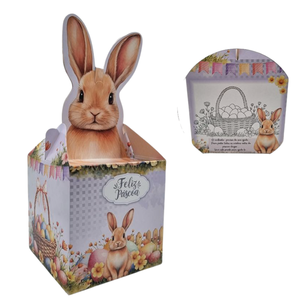 CAIXA COELHO C/ FLORES 3D 15X15X15CM PRODAC