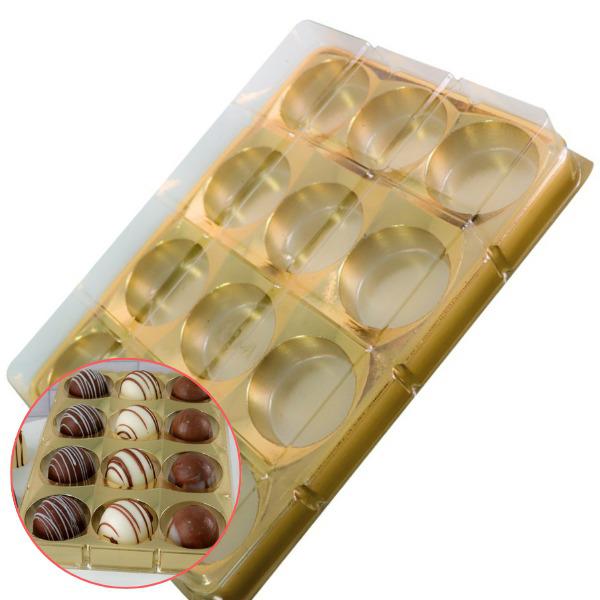 CANDY BOX METALIZADO 12 CAVIDADES OURO FLIP