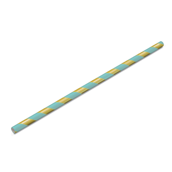 CANUDO PAPEL LISTRADO DOURADO/AZUL BEBE SILVER PT