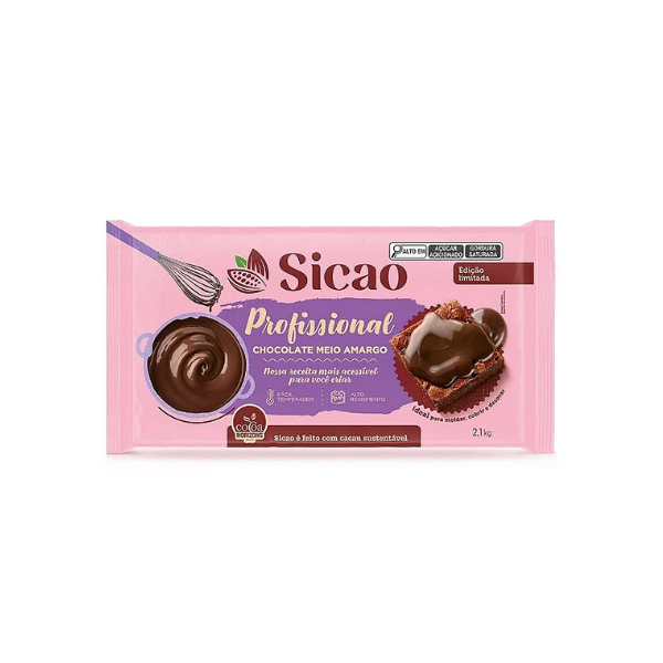 CHOCOLATE BARRA MEIO AMARGO PROFISSIONAL 2,1KG SIC