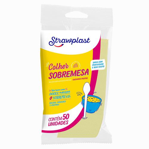 COLHER SOBREMESA AMARELA CANDY C/50UN STRAWPLAST