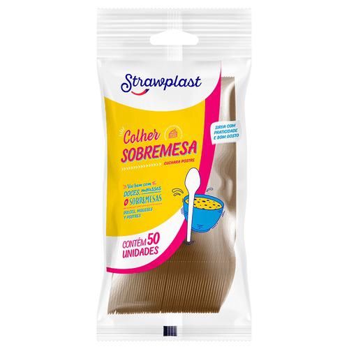 COLHER SOBREMESA DOURADA C/50UN STRAWPLAST