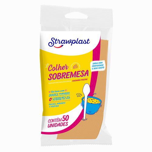 COLHER SOBREMESA LARANJA CANDY C/50UN STRAWPLAST