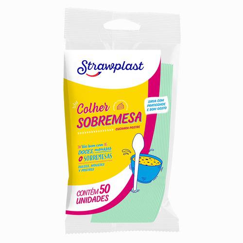 COLHER SOBREMESA VERDE CANDY C/50UN STRAWPLAST