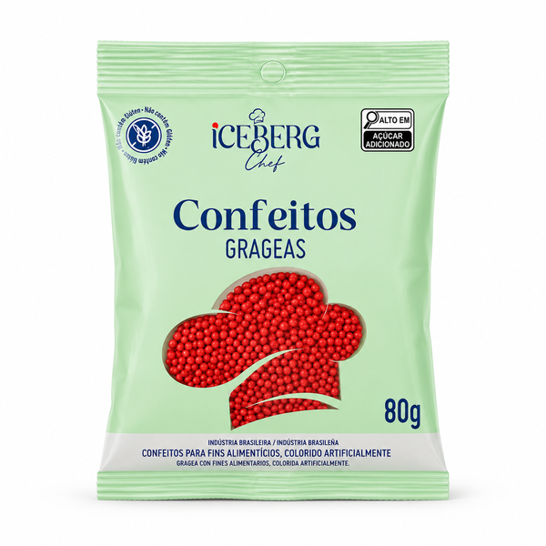 CONFEITO COLORIDO VERMELHO 80G ICEBERG