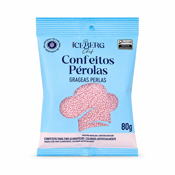CONFEITO PEROLADO ROSA 80G ICEBERG