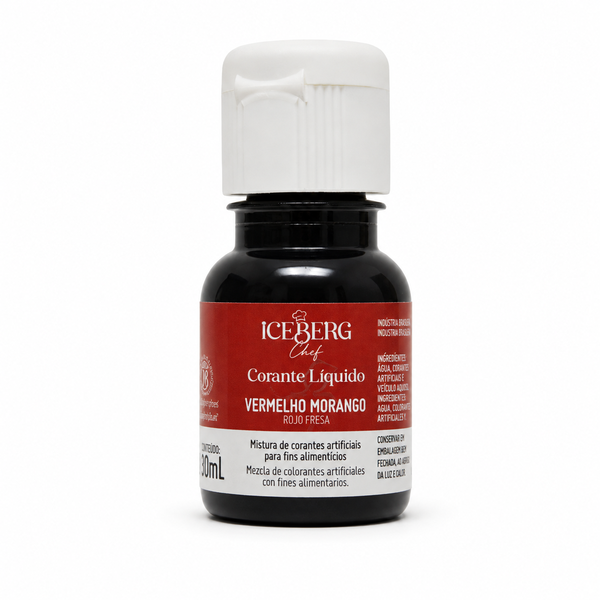 CORANTE LIQUIDO VERMELHO MORANGO CHEF 10ML ICEBERG