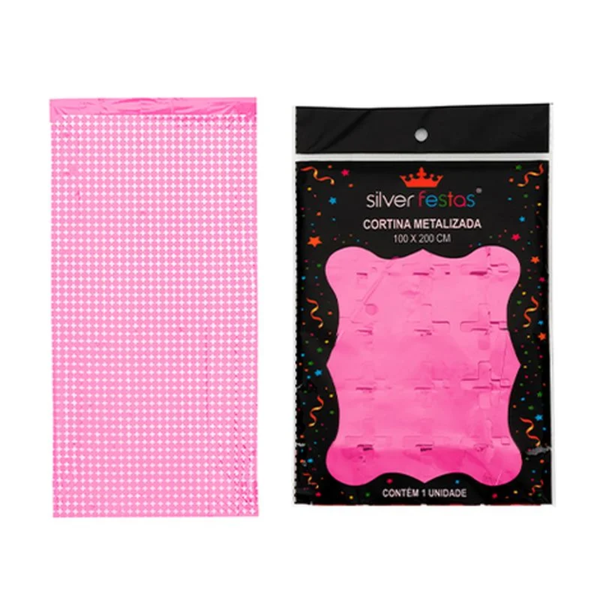 CORTINA NEON ROSA 1X2MT SILVER PLASTIC