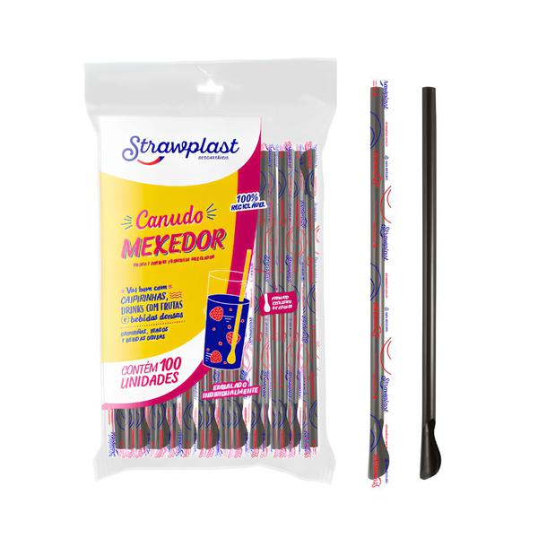 CS403 CANUDO MEXEDOR SACHE PRETO C/100UN STRAW PCT