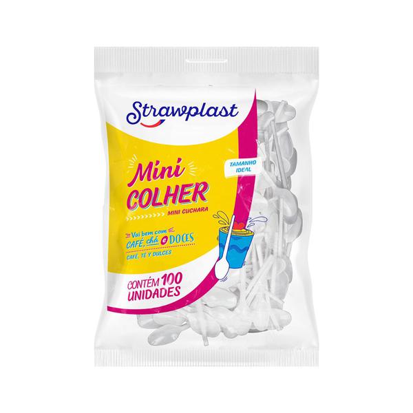 CSB-690 MINI COLHER BRANCA C/100UN STRAWPLAST