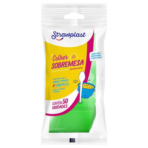 CSG-625 COLHER SOBREMESA VERDE C/50UN STRAWPLAST