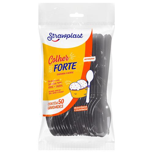CSP-643 COLHER FORTE PRETA STRAWPLAST C/50UN