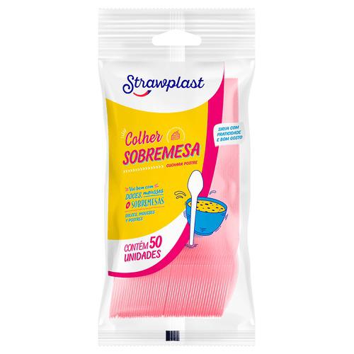 CSR-624 COLHER SOBREMESA ROSA C/50UN STRAWPLAST
