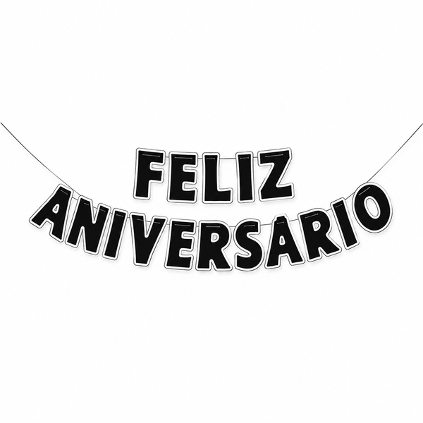 FAIXA FELIZ ANIVERSARIO PRETO NC TOYS