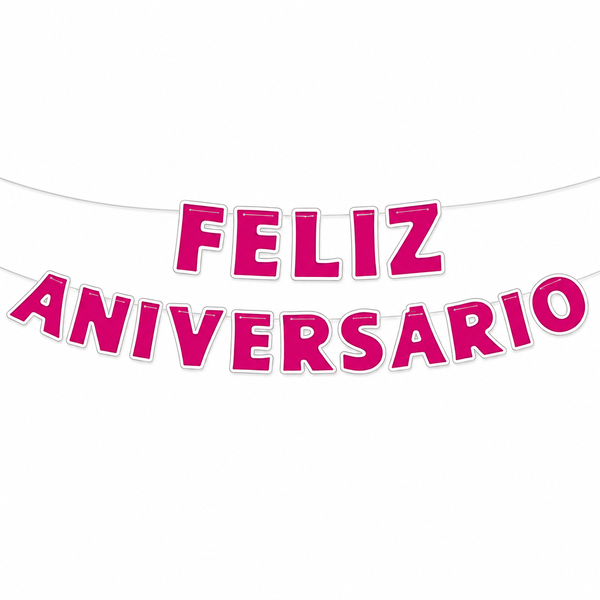 FAIXA FELIZ ANIVERSARIO ROSA PINK NC TOYS