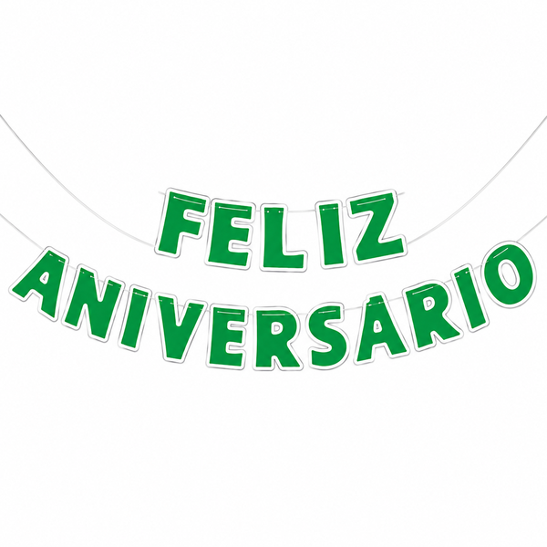 FAIXA FELIZ ANIVERSARIO VERDE BANDEIRA NC TOYS
