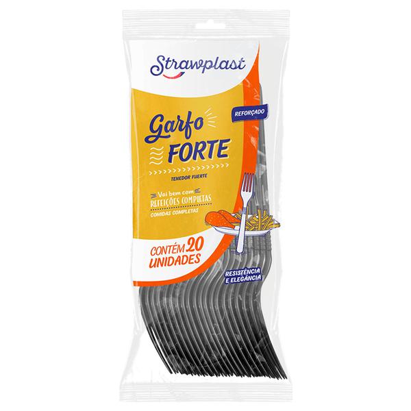 GARFO FORTE PRETO C/20UN STRAWPLAST