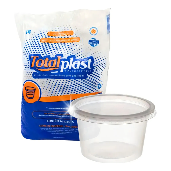 KIT POTE E TAMPA 1000ML RED. PP C/24UN TOTALPLAST