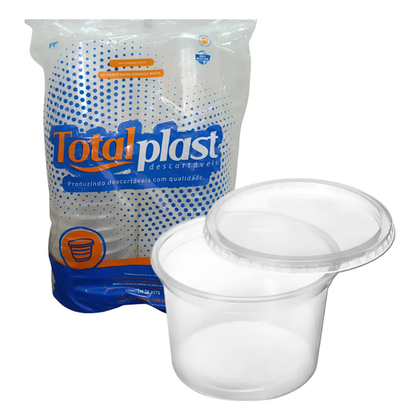 KIT POTE E TAMPA 1500ML RED. PP C/24UN TOTALPLAST