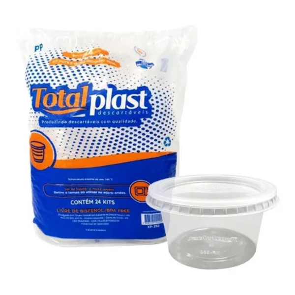 KIT POTE E TAMPA 250ML RET. PP C/24UN TOTALPLAST