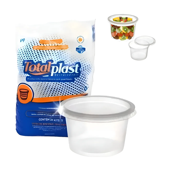 KIT POTE E TAMPA 500ML RED. PP C/24UN TOTALPLAST