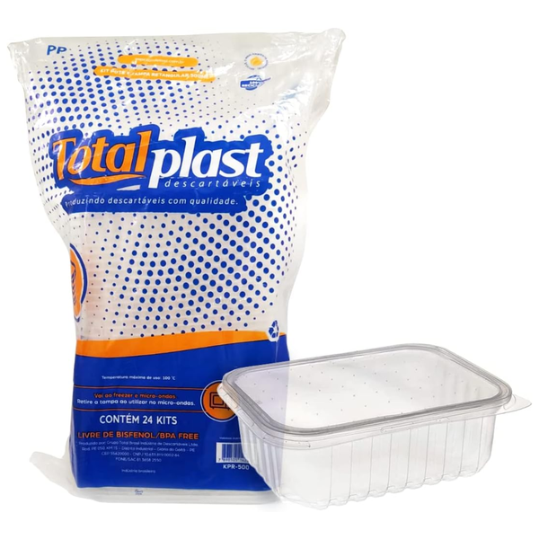 KIT POTE E TAMPA 500ML RET. PP C/24UN TOTALPLAST
