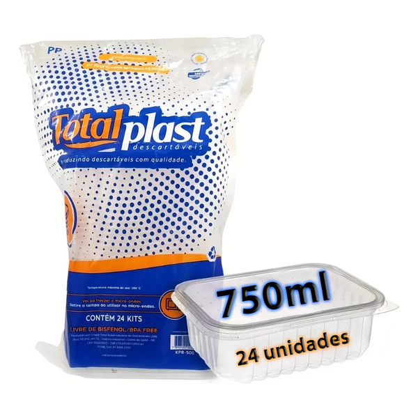 KIT POTE E TAMPA 750ML RET. PP C/24UN TOTALPLAST