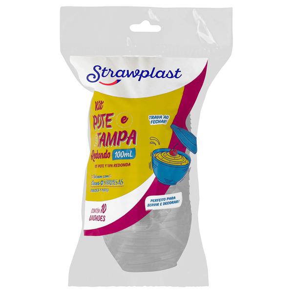 KIT POTE/TAMP REDO 100ML CRISTAL C/10UN STRAWPLAST
