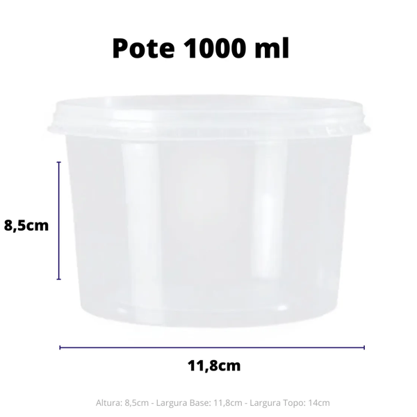 KIT POTE TAMPA TRANSP 1000ML C/25UN COPOZAN