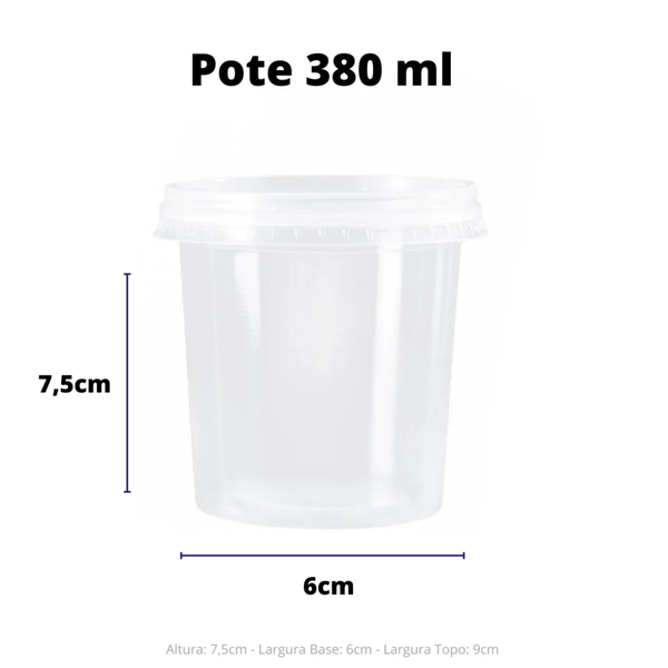 KIT POTE TAMPA TRANSP 380ML C/25UN COPOZAN