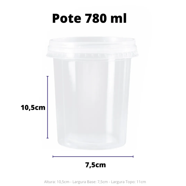 KIT POTE TAMPA TRANSP 780ML C/25UN COPOZAN