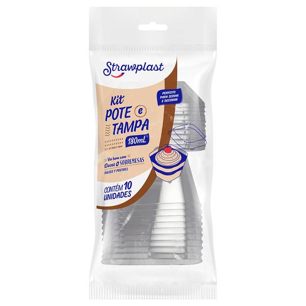 KPT180 KIT POTE/TAMPA 180ML CRISTAL STRAWPLAST