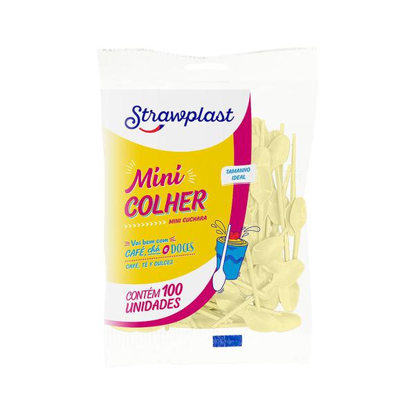 MINI COLHER AMARELA CANDY C/100UN STRAWPLAST