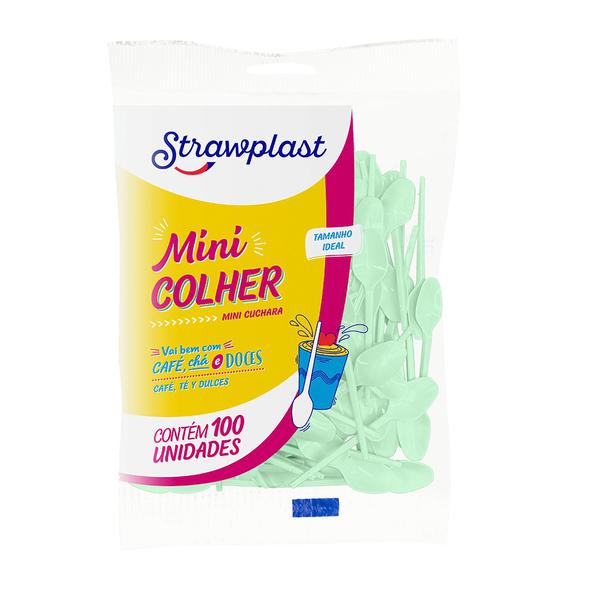 MINI COLHER VERDE CANDY C/100UN STRAWPLAST