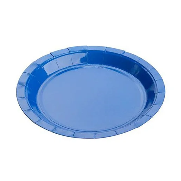 PRATO PAPEL LISO AZUL 18CM C/10UN SILVER PLASTIC