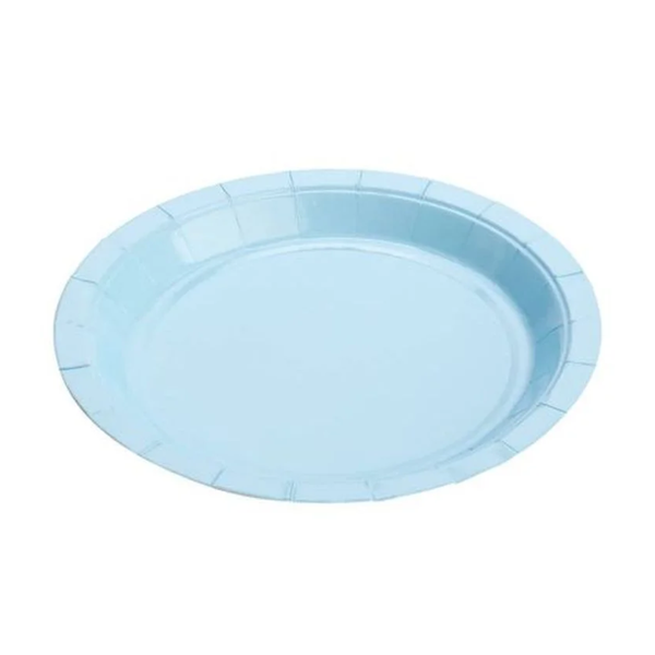 PRATO PAPEL LISO AZUL BEBE 18CM C/10UN SILVER PLAS