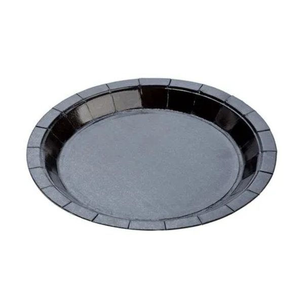 PRATO PAPEL LISO PRETO 18CM C/10UN SILVER PLASTIC