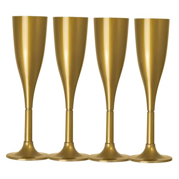 TACA 120ML CHAMPAGNE DOURADA STRAWPLAST C/4UN