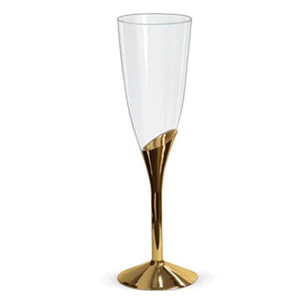 TACA CHAMPAGNE BASE DOURADA C/6UN SILVER PLASTIC