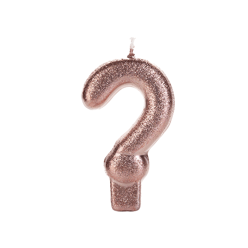 VELA BRONZE GLITTER INTERROGACAO SILVER PLASTIC