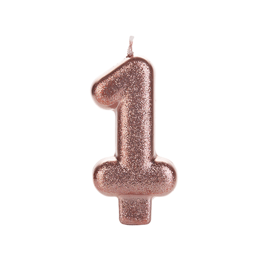 VELA BRONZE GLITTER NUMERO 1 SILVER PLASTIC