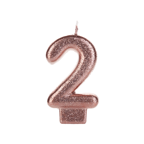 VELA BRONZE GLITTER NUMERO 2 SILVER PLASTIC