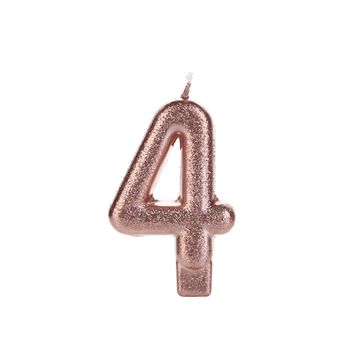 VELA BRONZE GLITTER NUMERO 4 SILVER PLASTIC