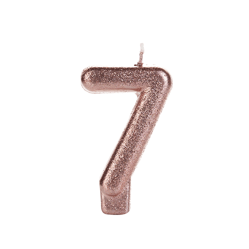 VELA BRONZE GLITTER NUMERO 7 SILVER PLASTIC