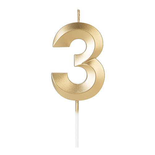 VELA DESIGN DOURADA NUMERO 3 SILVER PLASTIC
