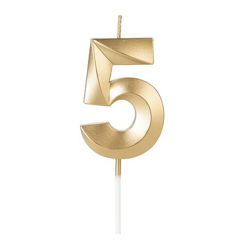 VELA DESIGN DOURADA NUMERO 5 SILVER PLASTIC