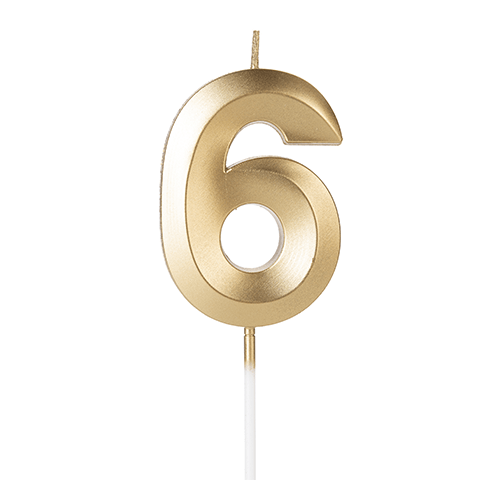 VELA DESIGN DOURADA NUMERO 6 SILVER PLASTIC
