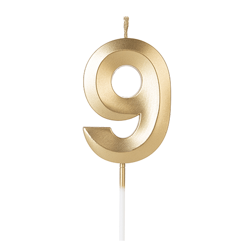 VELA DESIGN DOURADA NUMERO 9 SILVER PLASTIC